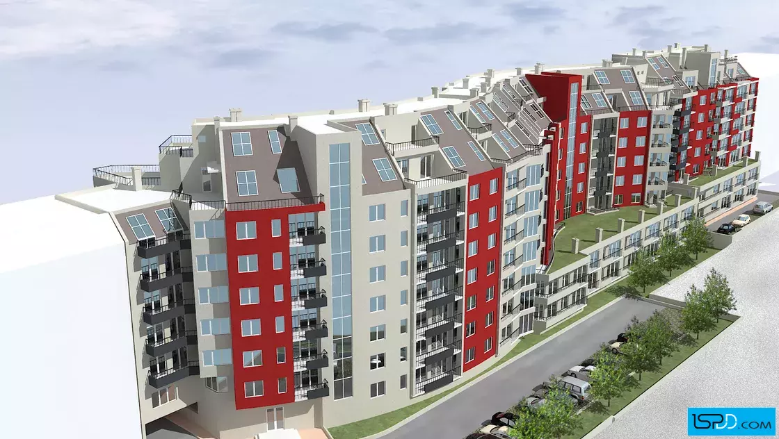 Жилищна сграда с магазини