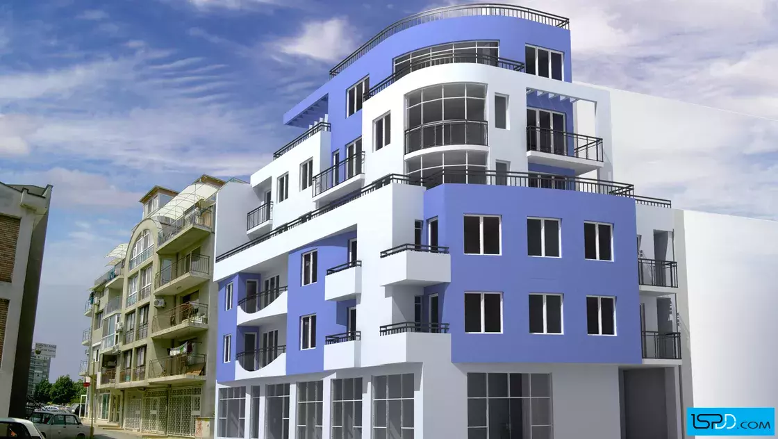 Жилищна сграда с магазини