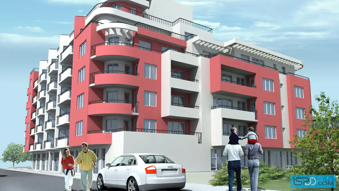 Жилищна сграда с търговски център